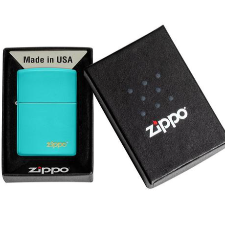 49454ZL FLAT TURQUOISE ZIPPO LOGO - Rabbit Habit 