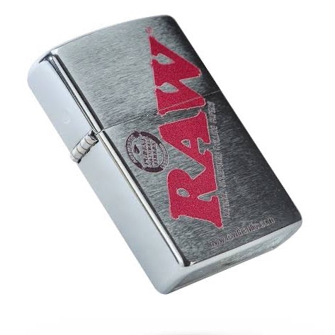 zippo 218 raw silver with red logo 60006638