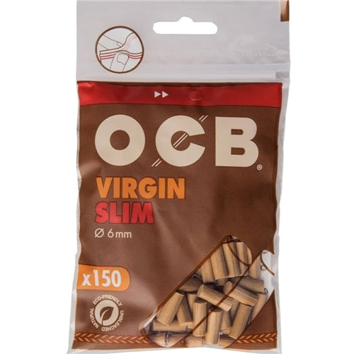 OCB Virgin Slim 6mm Unbleached Natural Filter - Rabbit Habit 